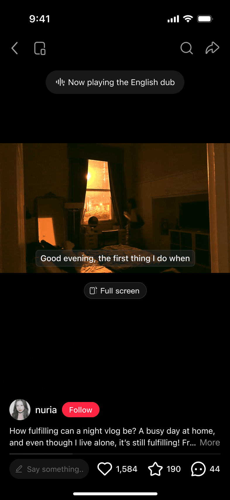 A different eligible video inheriting the English dubbing preference