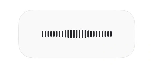 Soft voice waveform with short, low bars showing a quiet recording